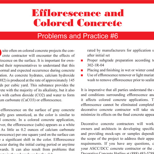 Efflorescence and Colored Concrete